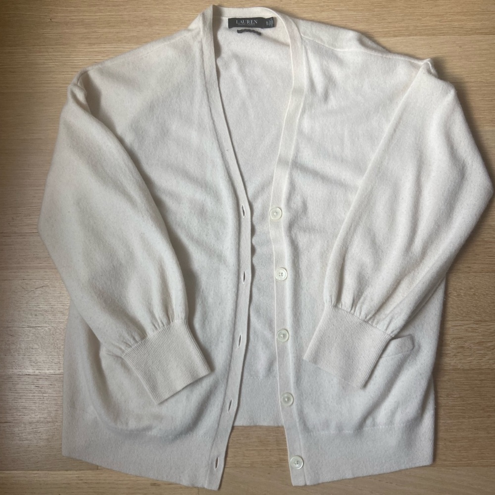 Ralph Lauren White Cardigan Sweater